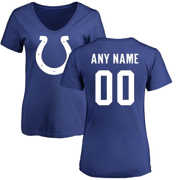 Women Indianapolis Colts NFL Pro Line Royal Any Name and Number Logo Custom Slim Fit T-Shirt->->Sports Accessory